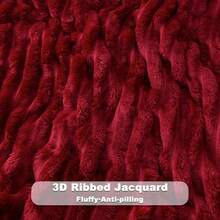 Super Soft King Blanket Pink Premium Silky Flannel Fleece 3D Ribbed Jacquard Lightweight Bed Blanket All Season Use (Pink Ribbed, King(90"X110")) - 紅肋 - 查看 5