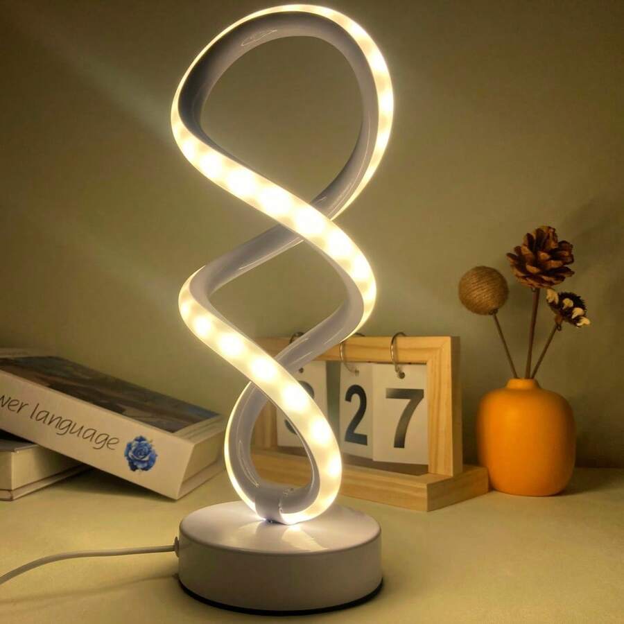 مصباح طاولة LED حلزوني بطراز شمالي حديث بسيط، إضاءة للقراءة والغرف والنوم، مصباح جو رومانسي قابل للتعتيم على 3 مستويات، إضاءة ليلية، ديكور غرفة المعيشة، مصباح سرير فريد، إضاءة ديكورية حلزونية مبتكرة، زينة عيد الميلاد 2025، ديكورات عيد الهالوين، ديكورات منزلية لعيد الميلاد، ديكورات الغرفة، المنزل، المطبخ