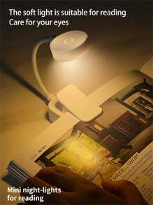 1 pieza Luz de libro con clip ajustable de color LED, lámpara de escritorio portátil para oficina, dormitorio, sala de juegos, luz nocturna pequeña, regalo perfecto de Navidad (baterías no incluidas), diseño minimalista, ligero, iluminación LED ahorradora de energía, imprescindible para usuarios de oficina