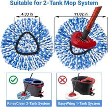 Mop Head Replacement, Spin Mop Refill Replace Head Compatible With O-Cedar 2 Tank Mop System, 2 Pack Machine Washable Microfiber Mop Heads Replacement For Hard Floor Cleaning - 青碧色 - 查看 7