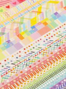 27 rotoli di set di nastri washi colorati in scatola per accessori per studenti, forniture per arti e mestieri, nastro decorativo adesivo per brochure, forniture scolastiche, back to school