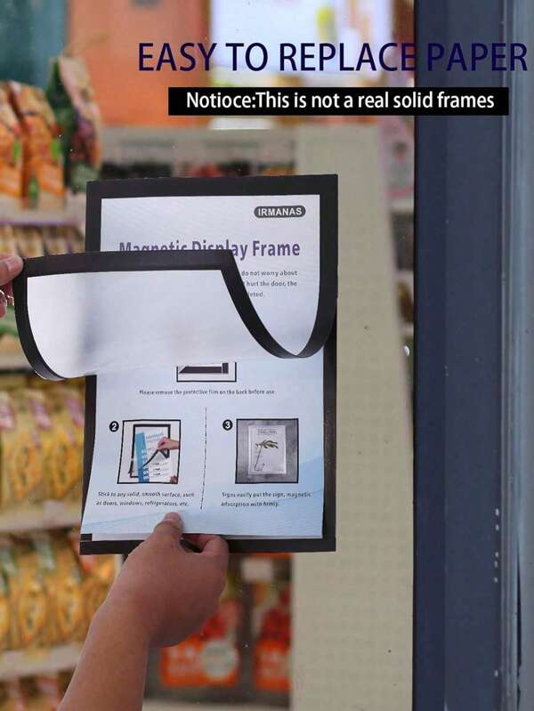 3/6PCS A4 Magnetic Signs Holder PVC Waterproof Self Adhesive Magnetic Document Holder Bulk Wall Mount Clear Picture Poster Display Frames For Door Window Refrigerator Office Store