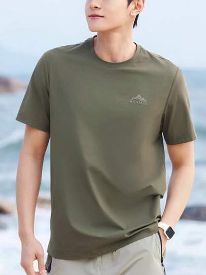 CAMEL CROWN Men's Round Neck Short Sleeve T-Shirt, Spring And Summer Quick-Dry Short Sleeve Breathable Fast-Drying Sports Leisure Short Sleeve T-Shirt
