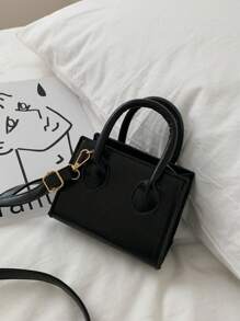 Nueva cartera pequeña de moda casual con decoración de metal, de unicolor, de piel de PU, bolso de hombro cruzado para mujeres