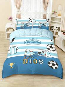 Conjunto de cama de futebol americano para 2 pessoas - Conjunto de cama lavável para dormitório de 4 peças (1 capa de edredom + 1 lençol + 2 fronhas, excluindo edredom e travesseiro), macio e lavável à máquina, adequado para quarto, sala de estar, escola