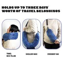 One Refillable Travel Pillow For Extra Luggage, Refillable And Adjustable Neck Size, Can Store Clothes, No Extra Baggage Fee, An Essential, Soft Velvet Pillowcase, No Filling. (Neck Pillow, Travel Pillow) - 黑色 - 查看 5