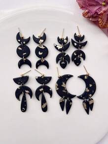 1/4 piezas Cortadores de arcilla polimérica con diseño bohemio de verano, cortador de arcilla con forma de luna para hacer aretes, herramienta para hacer pendientes de arcilla polimérica, kit de joyería de arcilla, moldes para aretes de arcilla, fabricado con PLA, regalo de aretes DIY