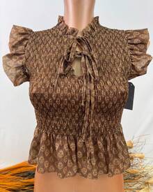 Women's Top With Prints, Casual Daily Wear, For The Summer Beach - 咖啡棕 - 查看 2