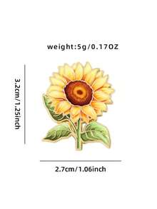 艺术向日葵珐琅别针时尚花朵装饰胸针饰品翻领包徽章珠宝礼品2025新款背包适用于学校办公室配饰衬衫夹克圣诞节万圣节衣服别针有趣可爱教师礼物 - 黃色 - 查看 6