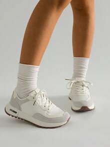 SRSOO Giày thể thao đế dày cổ điển 2025 Giày thể thao đế dày thường ngày cho nữ, Mùa thu/Xuân - Xám - Xem 3