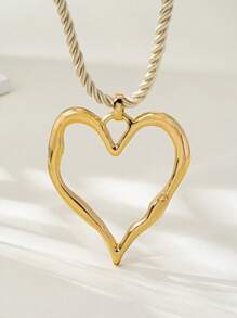 1pc Retro Fashionable Sexy Leopard Print Heart Pendant Necklace
