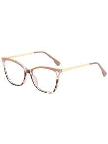 1 件女式双色多巴胺 Y2K 时尚复古猫眼金属 TR 镜框学院风工作时尚无度数眼镜配件，轻便 - 送给女朋友的首选礼物，佩戴舒适 - 彩色 - 查看 3