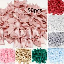 50 件豪华粉色和白色丝带蝴蝶结 - 3.3 英寸华丽装饰品，适用于婚礼、节庆、DIY 工艺品、礼品包装和办公室装饰 - 非常适合生日、节日、花环、婚礼、新娘送礼会和派对用品 - 彩色 - 查看 1