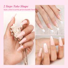 Saviland French Nails Stamp Set Clear Nail Stamp With White Gel Nail Polish & Nail Scraper French Nails Tools Silicone Jelly Nail Stamper Nail Stamping Set For Nail Art Design Nail Stamping Set - 白色 - 查看 7
