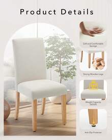 strundghti Dining Chairs Set Of 2/4/6,Modern Fabric Upholstered Ergonomic Kitchen Room Chairs With High Backrest,Heavy-Duty Wood Legs For Dining Room Kitchen Home Office Living Room,Weight Capacity 300 Lbs - Beige-4 pcs - View 6
