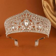 1pc Korean Style Metal Crown, High-End Bridal Wedding Headdress, Multi-Color Options, Elegant Headpiece For Wedding Dress, 15*14*6.5cm, Suitable For Various Occasions, Luxury Accessory - Multicolor - View 7