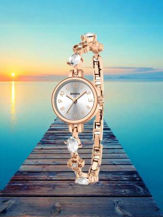  BIDEN 时尚奢华女士手表，女士复古优雅手链表，圆形表盘 - 防水 - 简约 - 休闲女士石英表，适合日常佩戴和节日聚会 + 盒子