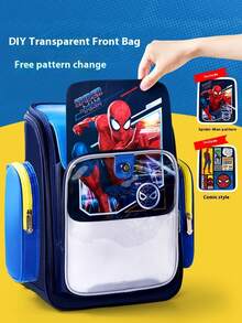 Mochila Disney Spider-Man para Estudiante de 1er Grado Mochila Marvel que Reduce el Peso y Protege la Columna Vertebral Fibra de Poliéster Azul Oscuro Temporada de Regreso a la Escuela - Pieza única - Ver 4