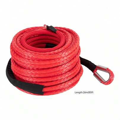 Cable de torno sintético de 1/2" x 85 pies con gancho de acero inoxidable para recuperación de ATV, SUV, UTV y camiones - Ligero, duradero, alta visibilidad, resistencia a la rotura de 31,500 libras