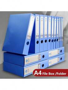 1/5pcs Foldable File Folder, A4 Size Document Box, Large Capacity PP Material File Storage Box, Contract Certificate File Folder, Suitable For Office, School, Personnel Management, Back To School, Assorted Labels, School Supplies - Multicolor - View 1