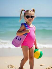 Personalized Kids Beach Bag, Seashell Bag, Toddler Beach Tote, Summer Pool Bag, Kids Travel Bag, Beach Bucket Bag