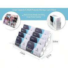 8 Pocket Acrylic Business Card Holder For Desk Clear Stand Desktop Plastic Business Card Display For Exhibition,  Home And Office - 彩色 - 查看 6
