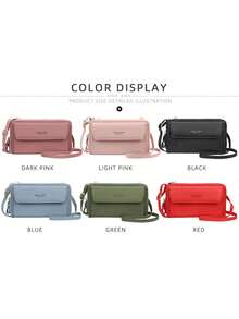 Ví dài đeo chéo thời trang dành cho nữ, dung tích lớn, khóa kéo đôi, túi đựng điện thoại di động, ví dài, ví đeo cổ tay - Màu xanh lam - Xem 8