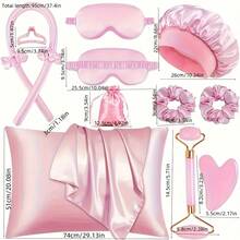 12pcs Sleeping Hairstyling Tool Set, Includes Curling Iron & Facial Massager, 1pc Pillowcase, Suitable For Light Beige Queen Suite, Heatless Curling Set, Night Curler, 1pc Sleep Mask, Facial Massage Roller For Women, Hair Styling, Hair Stuff, Curly Hair Products ,Hair Accessories, Hair Styling Kit, Hair Tool Kit, Hairstyling Set ,Hair Styling Tools