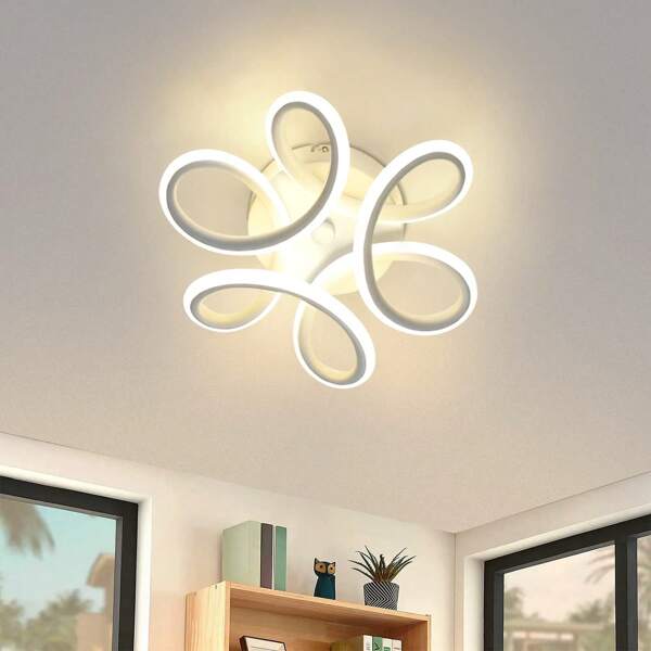 Glitzerlife Deckenlampe LED Deckenleuchte Schlafzimmer Modern Klein Flurlampe 26 W Weiß Küchenlampe Warmweiß Schlafzimmerlampe 3000K Geometrie Design Lampe für Flur Eingang Wohnzimmer Küche Studio