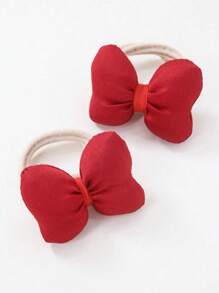 2 Stücke Kinder Mädchen einfarbige Stoff gefüllte 3D Schleife Haargummis, süße Prinzessin Alltagsnutzung