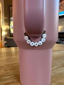 1pc Customizable Cute Multi-Color Acrylic English Letter & Flower Pendant Cup Accessory, Personalized Cup Decor, Custom Name, Small Gift