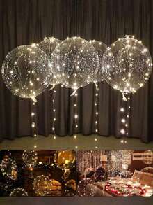 10个装LED发光透明气球 - 适用于婚礼、单身派对、周年纪念、生日、婚礼装饰、场景布置、透明泡泡氦气球、荧光派对、浪漫惊喜、新娘生日礼物、婚礼派对装饰、圣诞派对装饰、情人节 - 暖黃色 - 查看 3