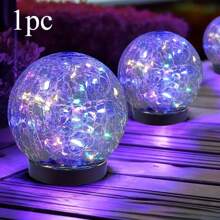 Solar Powered Cracked Glass Ball Outdoor Lights - Garden Pathway Lights With Ground Stakes, Charged 2 Hours, 6-8 Hours Usage, Ideal For Easter, Wedding Decor, Yard, Lawn And Walkways