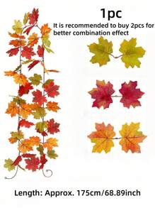 2/1 Stücke Herbst Ahorn Blätter Girlande, Party Freude 5,6 Fuß Künstliche Ahorn Blatt Herbst Girlande zum Aufhängen, Herbst Reben Tischdekoration, Herbstdekoration für Haustür, drinnen und draußen, Thanksgiving-Dekoration