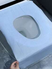 超大一次性防水马桶座套，无纺布材质，独立包装，粘性好，卫生，适用于旅行、酒店、公共卫生间、飞机、如厕训练浴室配件 - 藍色 - 查看 4