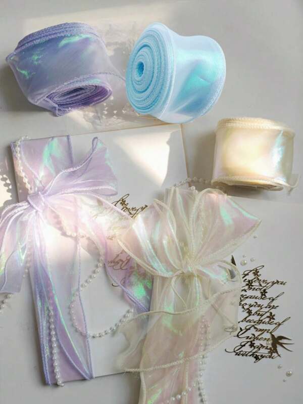 1 rouleau/9,8 mètres Ruban de fil de queue de poisson de fantaisie coloré pour artisanat DIY, décorations de coiffure de méduse, rideaux, décorations de sapin de Noël, emballage de fleurs, emballage de cadeaux