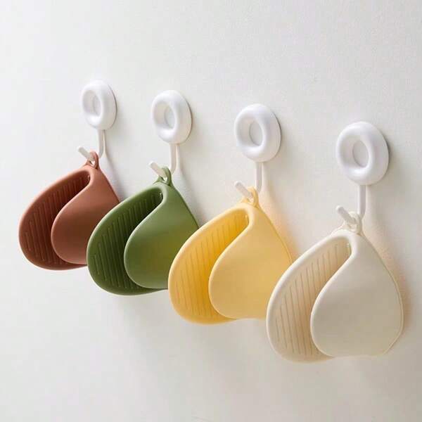 2PCS Kitchen Oven Mitts Silicone Heat Insulation Gloves Clip Thicken Baking Silicone Oven Mitts Anti-Slip Grips Bowl Pot Clips