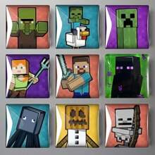 Minecraft 9PCS Minecraft Official Cute Fridge Magnets Set Creeper Steve Enderman Zombie 2 Styles Glass Decor For Kitchen Living Room Collector's Gift For Christmas Halloween Birthday Perfect For Fans Family & Friends