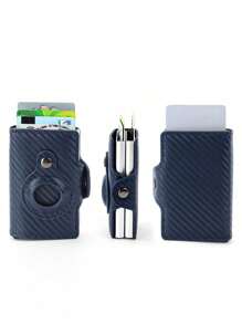 1pc Men's Anti Lost AirTag Wallet Carbon Fiber Card Holder Compatible With Apple AirTag, Gift/Father's Day Air Tag Case Card Holder Wallet, Business Card Holder, Credit Card Holder, Men's Mini Wallet, Card Wallet, RFID Wallet.