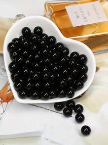 1 Pack 20-500pcs 6-16mm Black Acrylic Round Beads With Hole, Suitable For DIY Jewelry Making, Bracelet And Craft Accessories