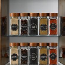 Square Glass Spice Jar With Label, Rosewood Lid, Pepper Shaker, Glass Seasoning Jar - Multicolor - View 1