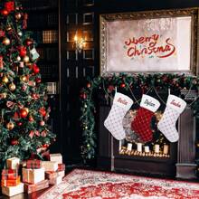 1 szt. Spersonalizowana świąteczna skarpeta, 18-calowa duża, haftowana w kratkę, skarpeta świąteczna dla dzieci, świąteczna skarpeta rodzinna do dekoracji kominka, wielofunkcyjna, ozdobna, wielokrotnego użytku, wykwintna, stylowa, wysokiej jakości, kolorowa, nowoczesna, niestandardowa, spersonalizowana, wyjątkowa, idealny prezent dla niego, idealny prezent dla niej, chłopaka, taty, dziewczyny, mamy, rodziny, przyjaciół, herbaciarni, domu, ogrodu, biura, na rocznice, Walentynki, Dzień Matki, urodziny, Dzień Ojca, ukończenie szkoły, ślub, parapetówkę