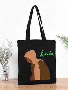 Personalized Hijabi Bag, Hijab Girl Gift, Girl Gift, Abstract Women Bag, Custom Tote Bag, Islamic Gifts, Festival Gifts, Bags & Luggage, 2025 Halloween Accessories,Large Capacity - Black - View 5