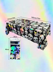1PC Halloween Skull Table Mat Decoration Disposable Tablecloth Perfect For Festive Scene Decorations Ideal For Halloween Parties And Events Spooky Themed Decor For Home And Outdoor Celebrations Home Decor Halloween Decor Fall Decor Room Decor Autumn Decor