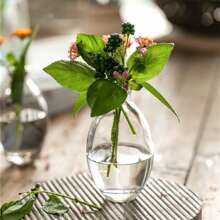 1 pieza de Jarrón de cristal de flor transparente - Jarrones vintage hechos a mano para una sola rosa, centro de mesa para bodas, decoración para despedida de soltera, decoración minimalista del hogar, decoración de mesa (Decoración estética de sobremesa en miniatura)