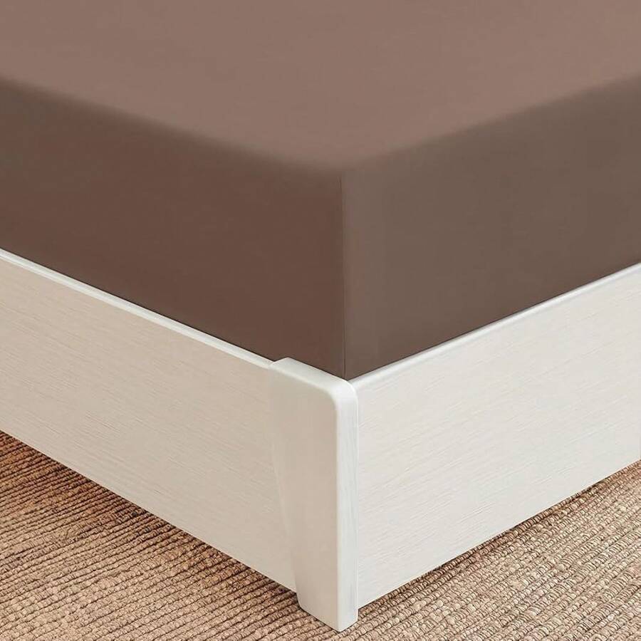 Mellanni King Fitted Sheet - Iconic Bedding Sheets With Up To 16 Inch Deep Pocket - Soft & Cooling - Fade & Stain Resistant - 1 PC (King, Light Blue) - 1877 Dark Taupe - 查看 1