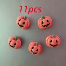 11 件可爱万圣节南瓜冰箱贴 - 可爱塑料椭圆形白板和冰箱贴纸，装饰厨房和家庭办公室配件，磁性装饰 | 俏皮设计 | 耐用塑料