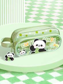 1个黄油熊多层大容量透明卡通铅笔袋，女孩多功能文具盒，可爱ins风铅笔盒（赠送同款吊坠），新款小学生文具包，返校季必备，铅笔袋，书包