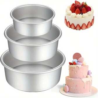 1 Pc/3 Pcs/4 Pcs Round Aluminum Cake Pan, Cake Mold, Fixed Bottom, Heat-Resistant, Anti-Stick, Easy To Clean, Perfect For Birthday Baking, Manual Cake Mold, Suitable For Holiday Baking Tools