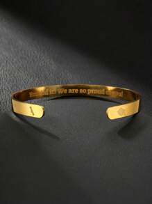 1pc Stainless Steel "Happy Graduation 2025" Adjustable C-Shape Bangle Bracelet, Fashion For Men And Women, Suitable For Daily Wear, Gatherings And Parties